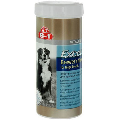 8in1 660470 Excel Brewers Yeast Deri ve Tüy Sağlğı Large Büyük Irk Köpek Tableti ( 80 Tablet )