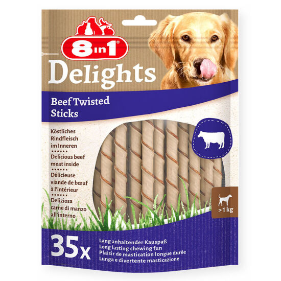 8in1 Delights Bones Köpekler İçin Biftekli Ağız Bakım Çubuğu 35'li 190 Gr - 1