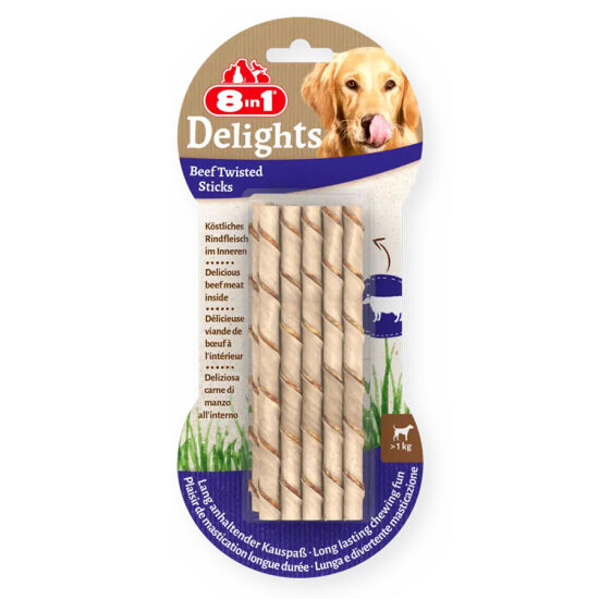 8in1 Delights Dental Press Bone Stick with Beef 10 Pieces 55 Gr. - 1