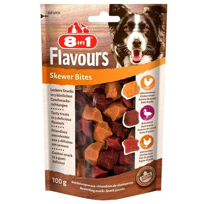 8in1 Flavours Skewer Bites Tavuk ve Ördek Göğsü Köpek Ödülü 100 Gr