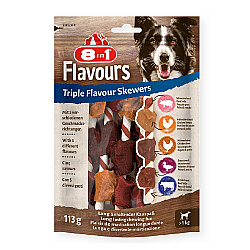 8in1 Flavours Triple Flavour Tavuk, Ördek ve Sığır Etli Şiş Köpek Ödülü 113 Gr - 1