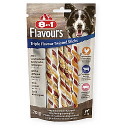 8in1 Flavours Triple Flavour Tavuk ve Sığır Etli Çubuk Köpek Ödülü 10'lu 70 Gr - 8in1