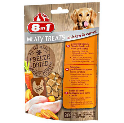 8in1 Meaty Treats 661442 Tavuk Etli ve Havuç Kurutulmuş Tahılsız Köpek Ödülü 50 Gr