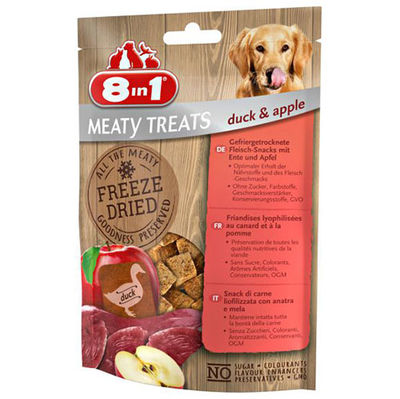 8in1 Meaty Treats 661443 Ördek Etli ve Elma Kurutulmuş Tahılsız Köpek Ödülü 50 Gr