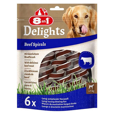 8in1 Smart Delights Beef Spirals Biftekli Burgu Köpek Ödülü 6 Adet