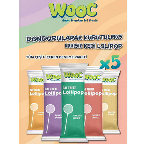  Wooc Dondurularak Kurutulmuş Kedi Ödülü Lolipop 1.4 Gr x 5 Adet (Ekonomik Paket) ürünü yalnızca 89,99 TL