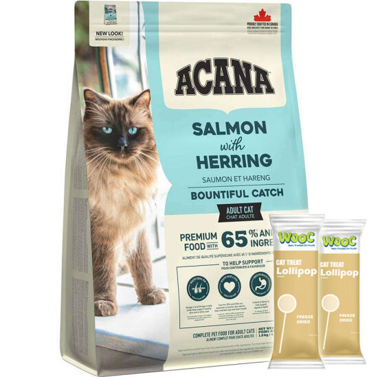 Acana Bountiful Catch Deri ve Tüy Sağlığı Kedi Maması 1,8 Kg + 2 Adet Wooc Lolipop Ödül
