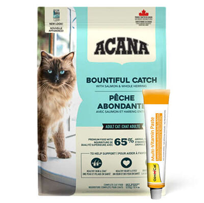 Acana Bountiful Catch Deri ve Tüy Sağlığı Kedi Maması 4,5 Kg + Gimcat 20 Gr Multivitamin Paste