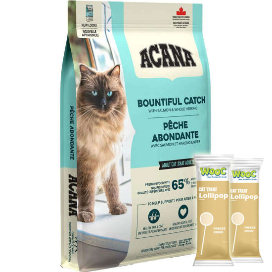 Acana Bountiful Catch Deri ve Tüy Sağlığı Kedi Maması 4,5 Kg + 2 Adet Wooc Lolipop Ödül - 1