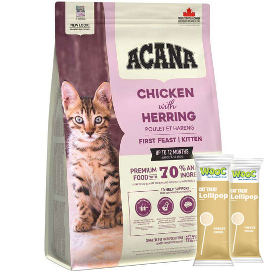 Acana First Feast Kitten Yavru Kedi Maması 1,8 Kg + 2 Adet Wooc Lolipop Ödül - 1