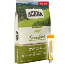 Acana Grasslands Ördek ve Bıldırcın Tahılsız Kedi Maması 4,5 Kg + Gimcat 20 Gr Multivitamin Paste - Acana