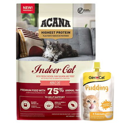 Acana - Acana Highest Protein Indoor Cat Tahılsız Kedi Maması 1,8 Kg + Gimcat Kedi Pudingi 150 Gr