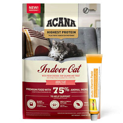 Acana - Acana Highest Protein Indoor Cat Tahılsız Kedi Maması 4,5 Kg + Gimcat 20 Gr Multivitamin Paste