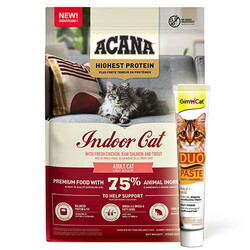 Acana - Acana Highest Protein Indoor Cat Tahılsız Kedi Maması 4,5 Kg + GimCat Hairball Duo Paste Macun