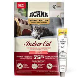 Acana - Acana Highest Protein Indoor Cat Tahılsız Kedi Maması 4,5 Kg + Gimcat UT Balance Paste