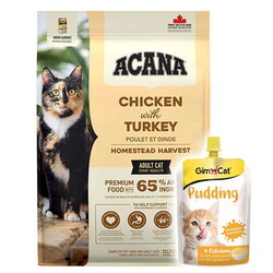 Acana - Acana Homestead Harvest Yetişkin Kedi Maması 1,8 Kg + Gimcat Kedi Pudingi 150 Gr