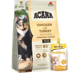 Acana Homestead Harvest Yetişkin Kedi Maması 1,8 Kg + Gimcat Kedi Pudingi 150 Gr - Acana