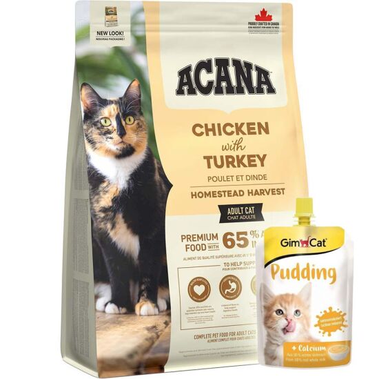 Acana Homestead Harvest Yetişkin Kedi Maması 1,8 Kg + Gimcat Kedi Pudingi 150 Gr - 1