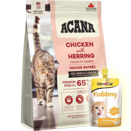 Acana Indoor Entree Sterilised Kısırlaştırılmış Kedi Maması 1,8 Kg + Gimcat Kedi Pudingi 150 Gr - 1