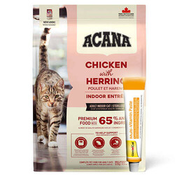 Acana - Acana Indoor Entree Sterilised Kısırlaştırılmış Kedi Maması 4,5 Kg + Gimcat 20 Gr Multivitamin Paste