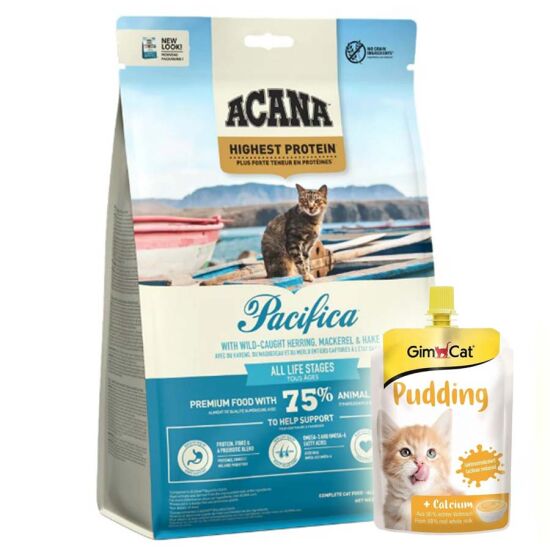 Acana Pacifica Cat Tahılsız Balıklı Kedi Maması 1,8 Kg + Gimcat Kedi Pudingi 150 Gr - 1