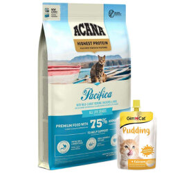 Acana Pacifica Cat Tahılsız Balıklı Kedi Maması 4,5 Kg + Gimcat Kedi Pudingi 150 Gr - Acana