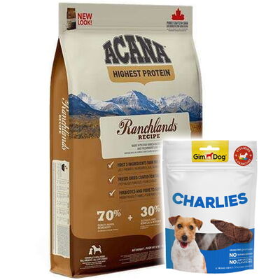 Acana Ranchlands Kuzu ve Bizon Etli Tahılsız Köpek Maması 2 Kg + Gimdog 70 Gr Köpek Ödülü - 1