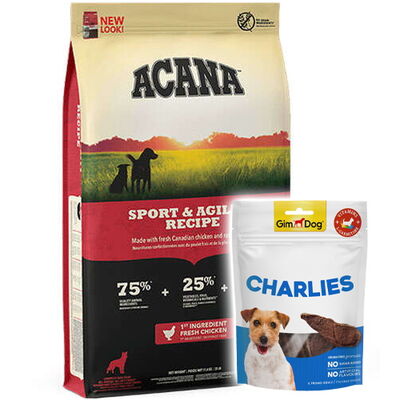 Acana Sport Agility Yüksek Enerjili Köpek Maması 17 Kg + Gimdog 70 Gr Köpek Ödülü