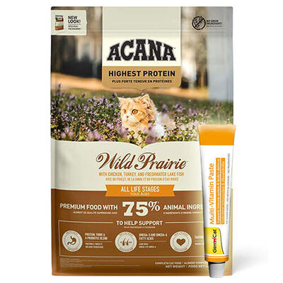 Acana Wild Prairie Tahılsız Tavuklu Kedi Maması 4,5 Kg + Gimcat 20 Gr Multivitamin Paste - 1