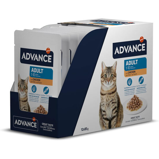 Advance Adult Chicken Tavuk Etli Kedi Yaş Maması 85 Gr x 12 Adet - 1