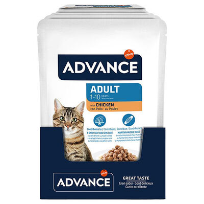 Advance Adult Chicken Tavuk Etli Kedi Yaş Maması 85 Gr x 12 Adet