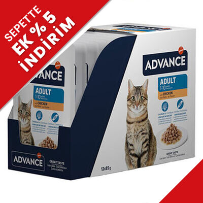 Advance Adult Chicken Tavuk Etli Kedi Yaş Maması 85 Gr x 12 Adet
