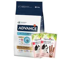 Advance - Advance German Shepherd Alman Kurdu Köpek Maması 12 Kg + 10 Adet Garden Mix Stick Köpek Ödülü