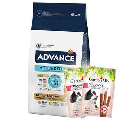 Advance German Shepherd Alman Kurdu Köpek Maması 12 Kg + 10 Adet Garden Mix Stick Köpek Ödülü