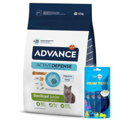 Advance Junior Kısırlaştırılmış Yavru Kedi Maması 10 Kg + 2 Adet Supreme 4x14 Gr Kedi Crema - Advance