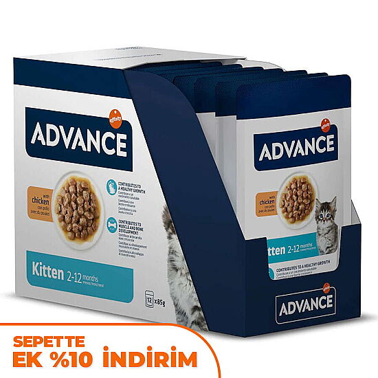 Advance Kitten Chicken Tavuk Etli Yavru Kedi Yaş Maması 85 Gr x 12 Adet - 1
