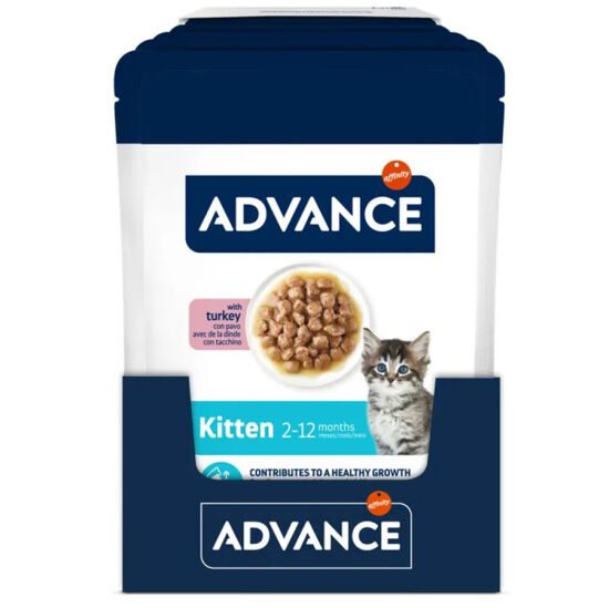 Advance Kitten Turkey Hindi Etli Yavru Kedi Yaş Maması 85 Gr x 12 Adet - 4