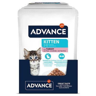 Advance Kitten Turkey Hindi Etli Yavru Kedi Yaş Maması 85 Gr x 12 Adet