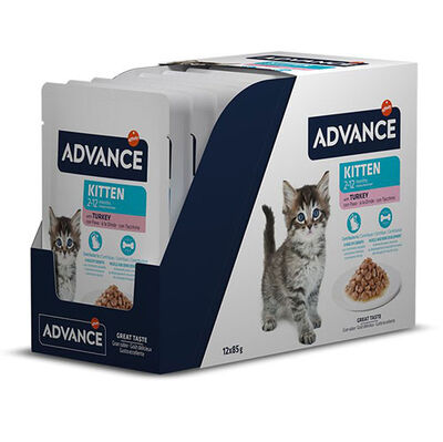 Advance Kitten Turkey Hindi Etli Yavru Kedi Yaş Maması 85 Gr x 12 Adet