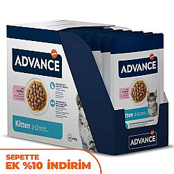 Advance Kitten Turkey Hindi Etli Yavru Kedi Yaş Maması 85 Gr x 12 Adet - Advance