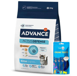 Advance Kitten Yavru Tavuk Etli Kedi Maması 10 Kg + 2 Adet Supreme 4x14 Gr Kedi Crema - Advance