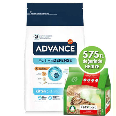 Advance Kitten Yavru Tavuk Etli Kedi Maması 10 Kg + Cats Best 5 Lt Kum