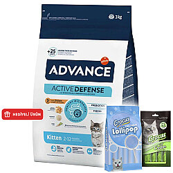 Advance Kitten Yavru Tavuk Etli Kedi Maması 3 Kg + 2 Adet Crocus Krema 4x15 Gr + Crocus 10'lu Lolipop Ödül - Advance