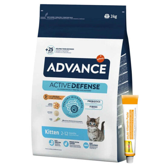 Advance Kitten Yavru Tavuk Etli Kedi Maması 3 Kg + Gimcat 20 Gr Multivitamin Paste - 1
