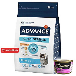 Advance Kitten Yavru Tavuk Etli Kedi Maması 3 Kg + 6 Adet Miamor Konserve 85 Gr - Advance