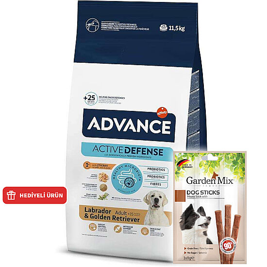 Advance Labrador Golden Retriever Irk Köpek Maması 11,5 Kg + 6 Adet Garden Mix Köpek Stick Ödül 3x11 Gr - 1