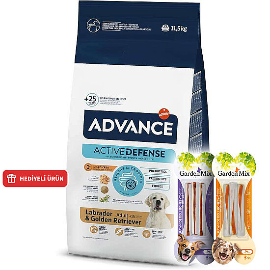 Advance Labrador Golden Retriever Irk Köpek Maması 11,5 Kg + 4 Adet Garden Mix Köpek Ödül 90 Gr - 1