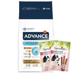 Advance - Advance Labrador Golden Retriever Irk Köpek Maması 11,5 Kg + 10 Adet Garden Mix Stick Köpek Ödülü
