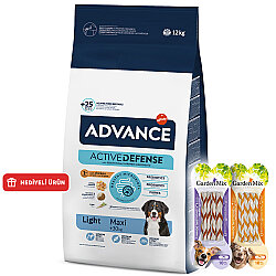 Advance Maxi Light Adult Tavuk Etli Köpek Maması 12 Kg + 4 Adet Garden Mix Burgu Kemik Ödül 70 Gr - Advance