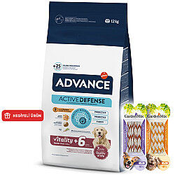 Advance Maxi Senior Büyük Irk Yaşlı Köpek Maması 12 Kg + 4 Adet Garden Mix Burgu Kemik Ödül 70 Gr - Advance